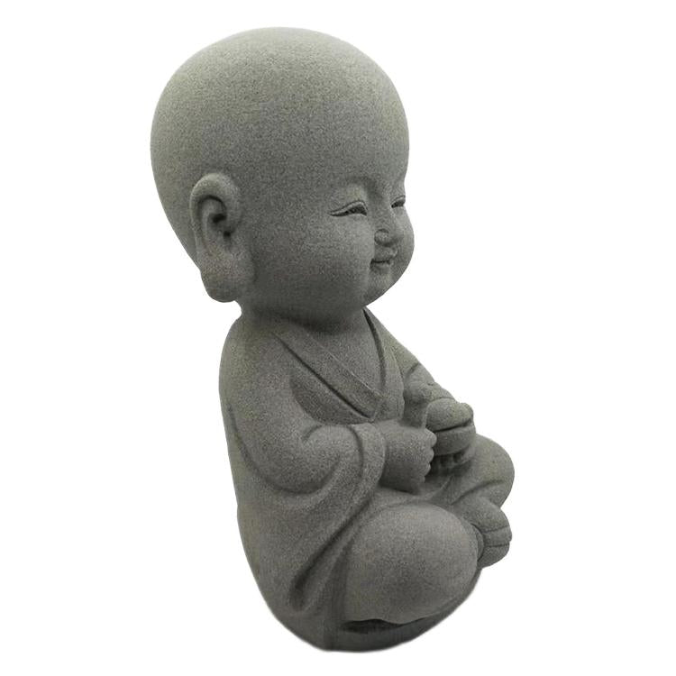 Japanese Garden Indoor Outdoor Granite Stone Kong Fu Monk Baby Buddha Statue v1
