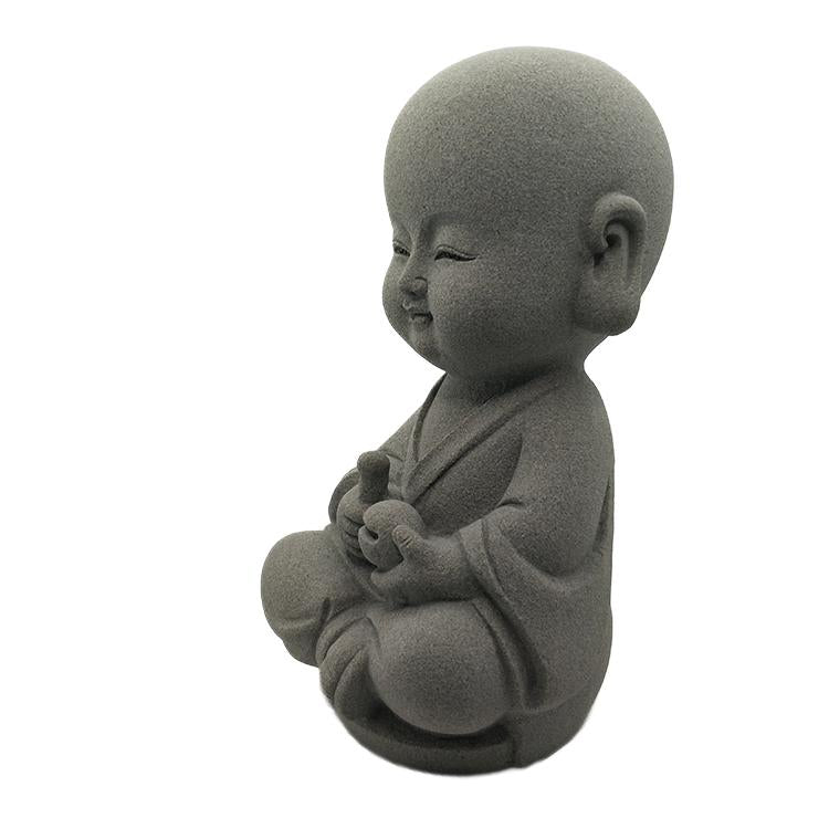 Japanese Garden Indoor Outdoor Granite Stone Kong Fu Monk Baby Buddha Statue v1