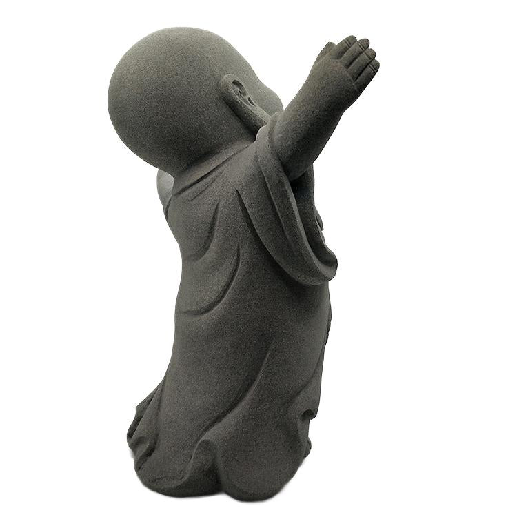 Japanese Garden Indoor Outdoor Granite Stone Kong Fu Monk Baby Buddha Statue v4