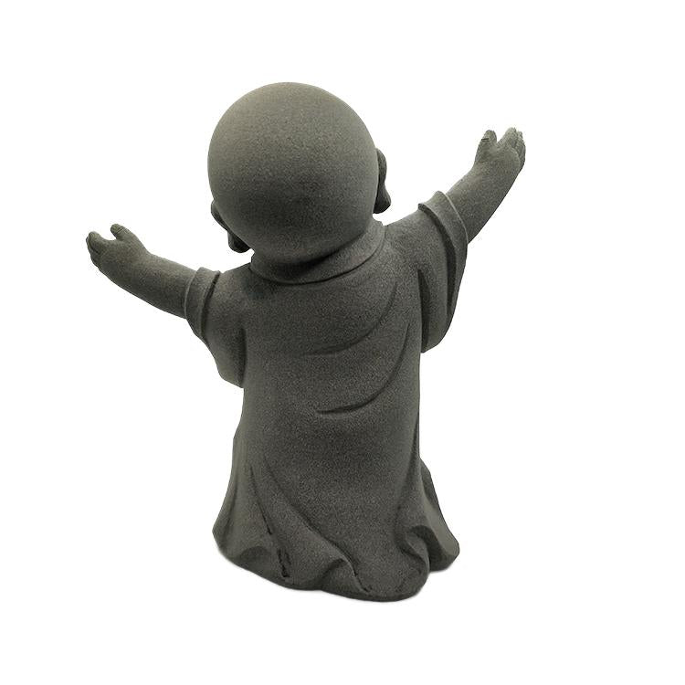 Japanese Garden Indoor Outdoor Granite Stone Kong Fu Monk Baby Buddha Statue v4