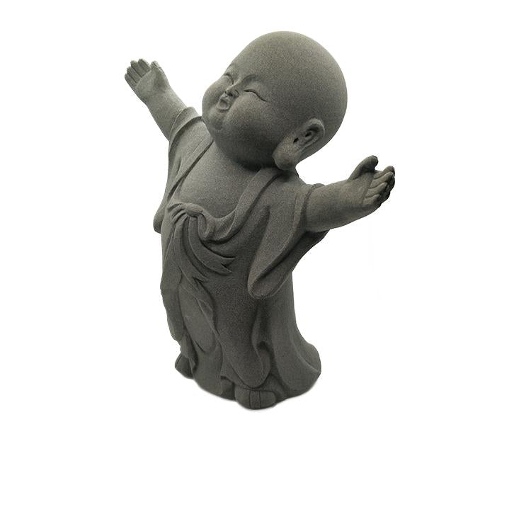 Japanese Garden Indoor Outdoor Granite Stone Kong Fu Monk Baby Buddha Statue v4